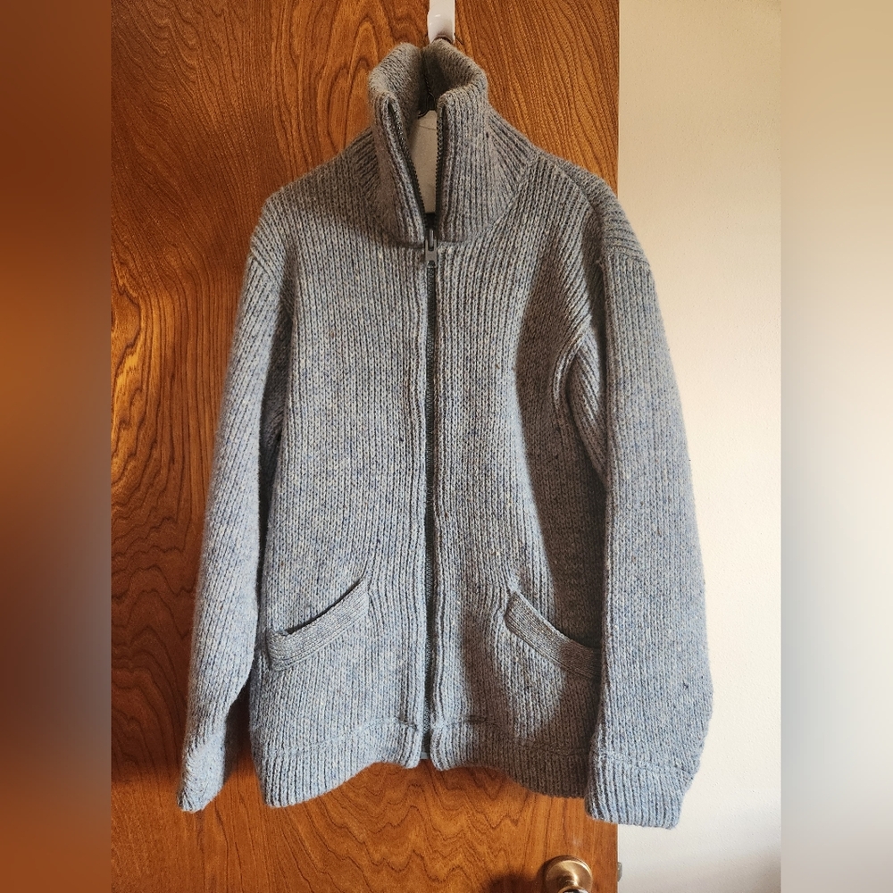 Pendleton Light Gray Full-Zip Knit Sweater Jacket